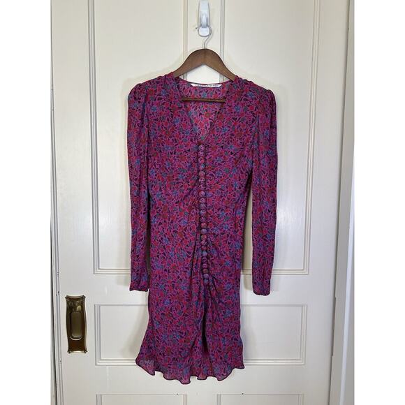 Veronica Beard Silk Verona Floral Mini Dress Womens Size 2 Pink Designer Party - Picture 4 of 15
